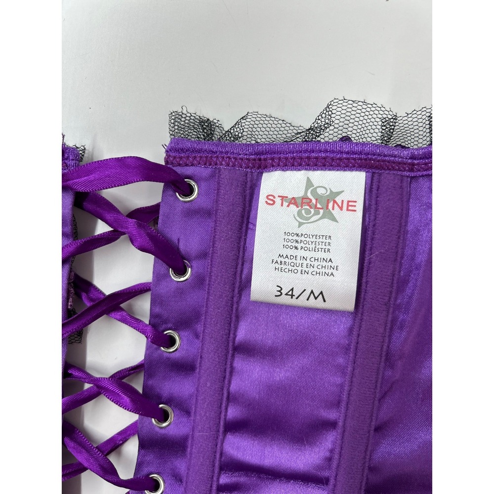 Starline Purple Corset Top Women's‎ Size 34 Small Lace Up Side Zipper Coquette - Picture 3 of 9
